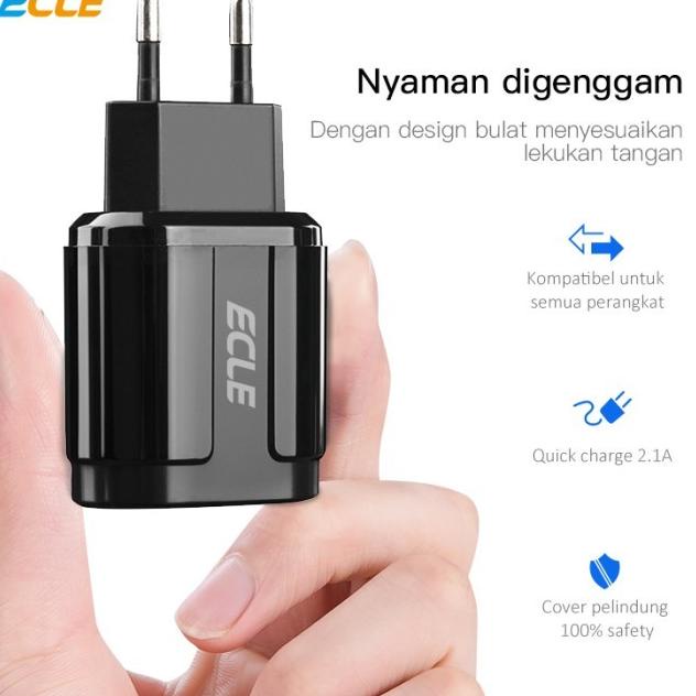 ECLE Adaptor Charger Fast Charging 4 USB Port Quick Charge QC3.0 - Charger 3USB
