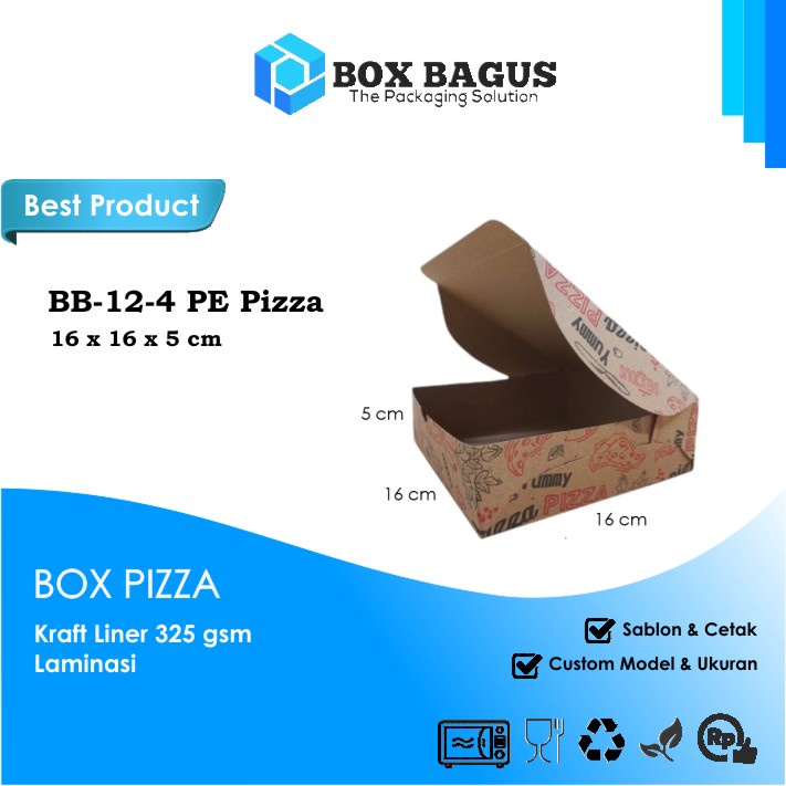 (PIZZA) BOX DUS 16x16x5 KRAFT 325 GSM LAMINASI - KOTAK HAMPERS ROTI KUE