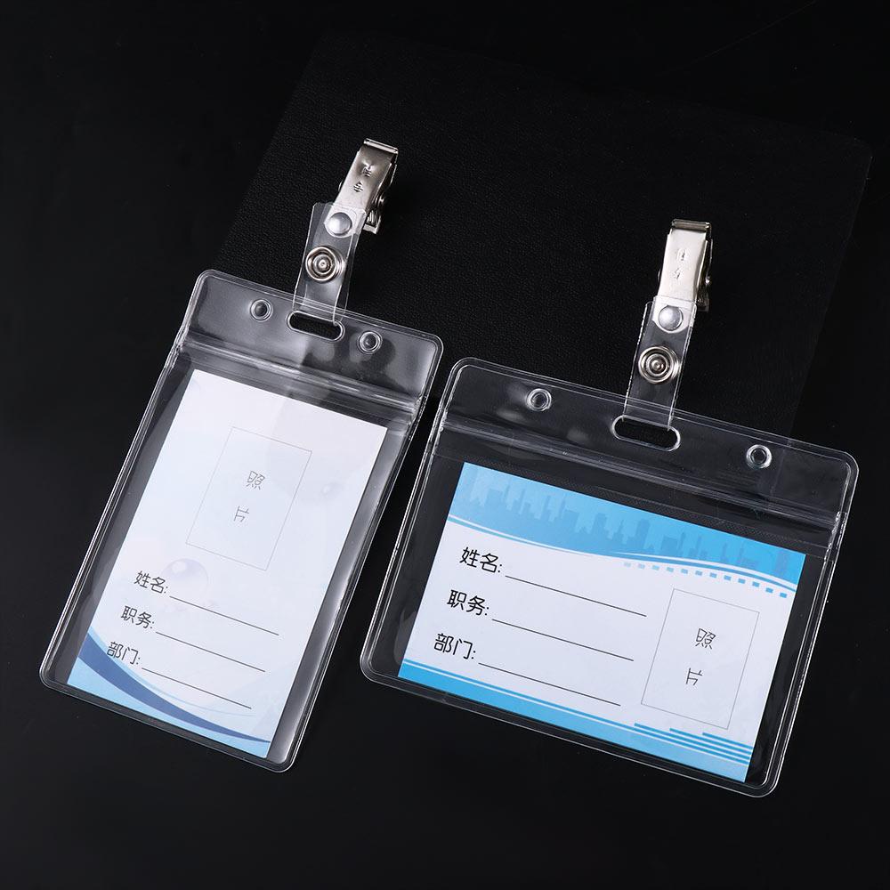 [Elegan] Work Card Protection Cover Transparan Kartu Bus Sertifikat Kerja Kartu Bank Kartu Akses Badge Holders