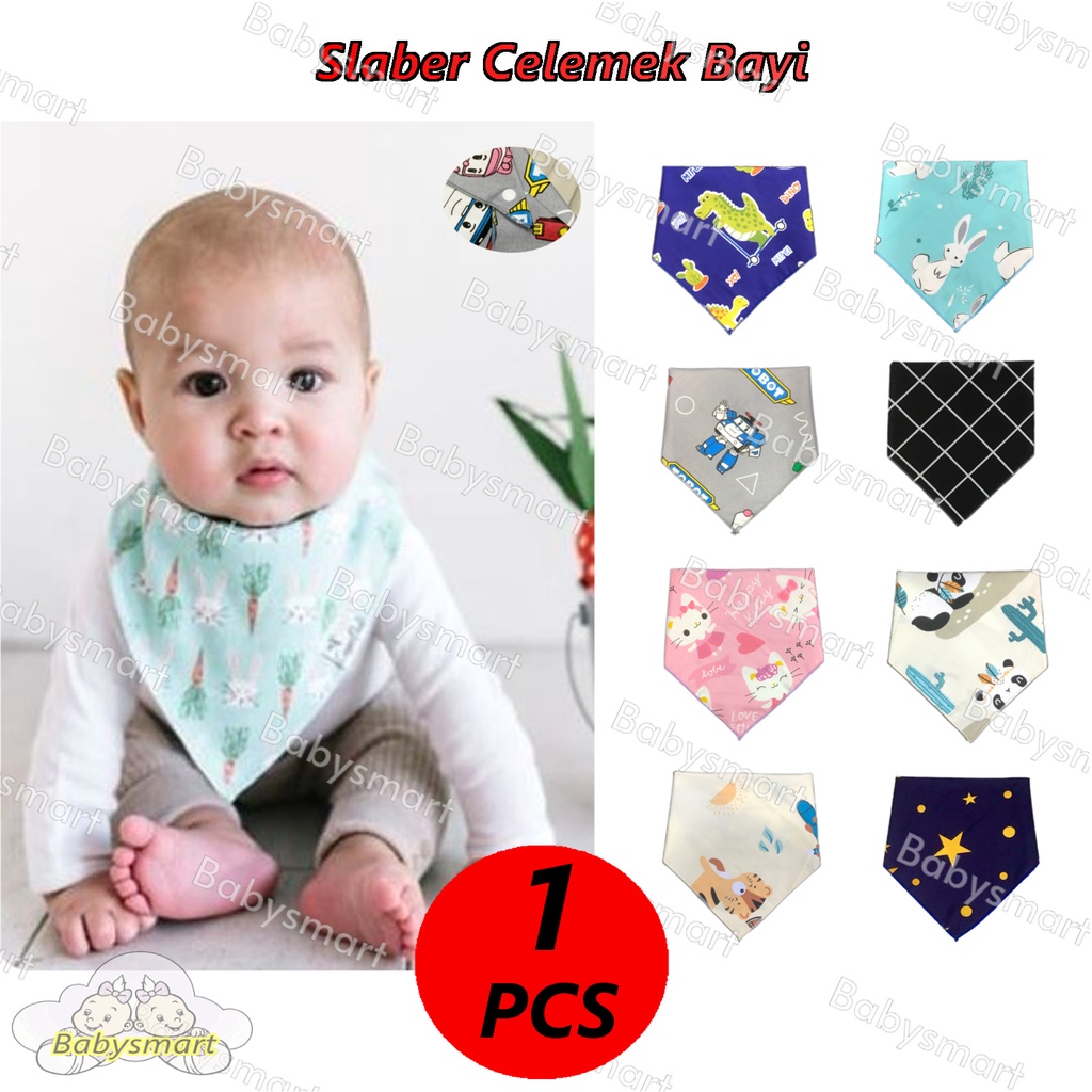 Babysmart - 1 PCS Slaber Slabber BIB Celemek Bayi Anak Model Segitiga Multifungsi/ Tatakan Air Liur Tadah Iler / Celemek Makan