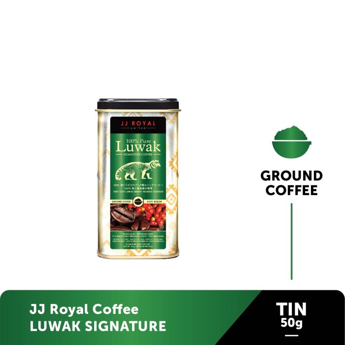 

JJ ROYAL COFFEE 100% PURE LUWAK SIGNATURE GROUND (KOPI BUBUK) TIN 50GR