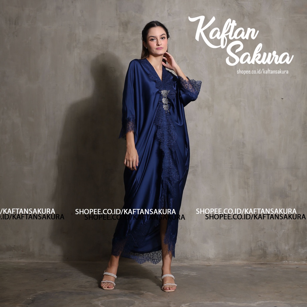 KAFTAN MEWAH WARNA NAVY FREE BROSS KAFTAN TRENDY WANITA MUSLIMAH KOLEKSI TERBARU BY KAFTANSAKURA