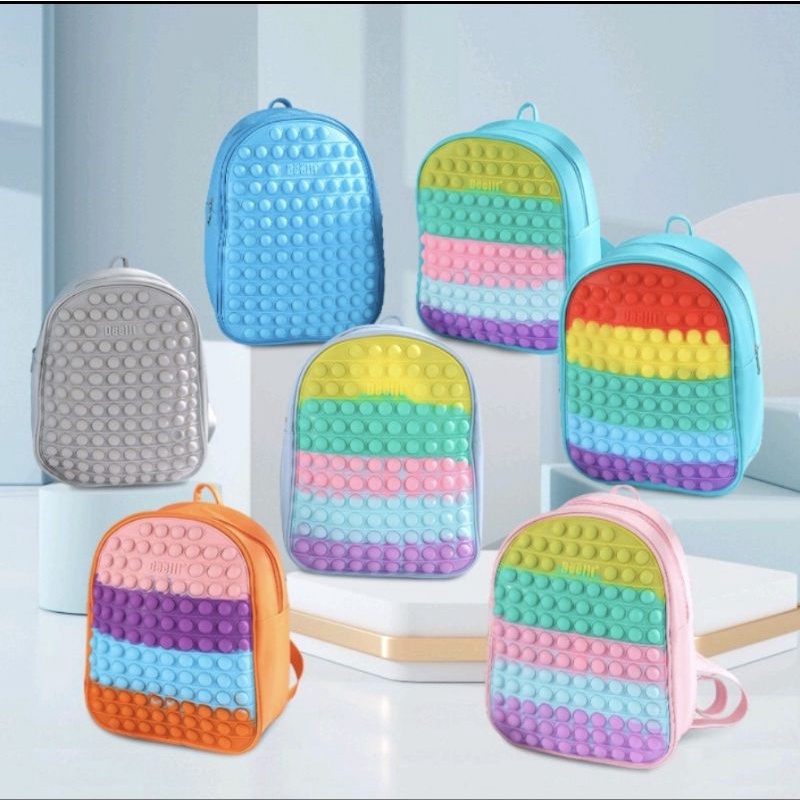 Tas Ransel Gemoy Pop it / Sayang Anak / Tas Sekolah / Tas Main / Mainan Pop it / Pop it