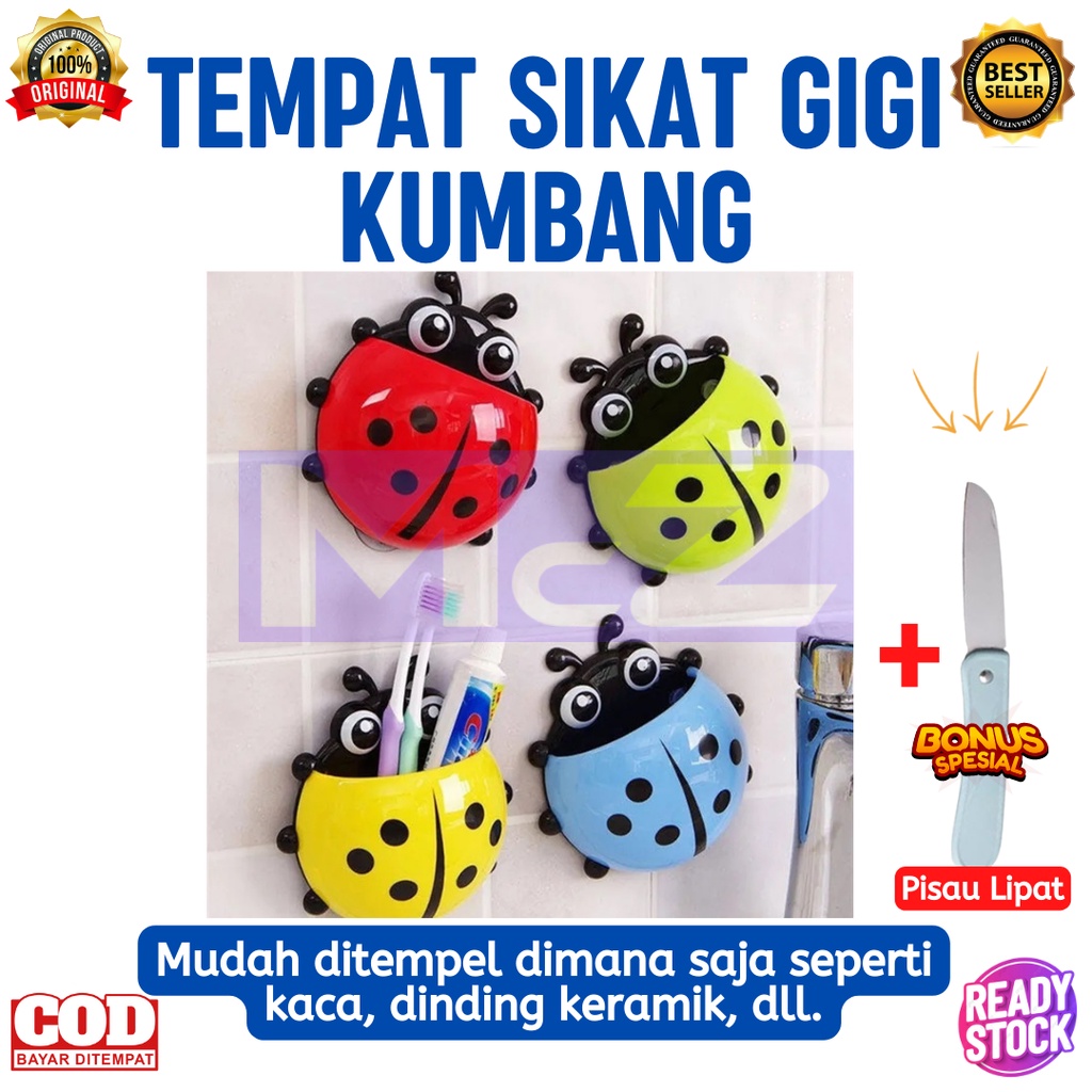 TEMPAT SIKAT GIGI KUMBANG 13x15cm Bonus Pisau Lipat - Kumbang Tempat Sikat Gigi & Odol Anak - Tempat