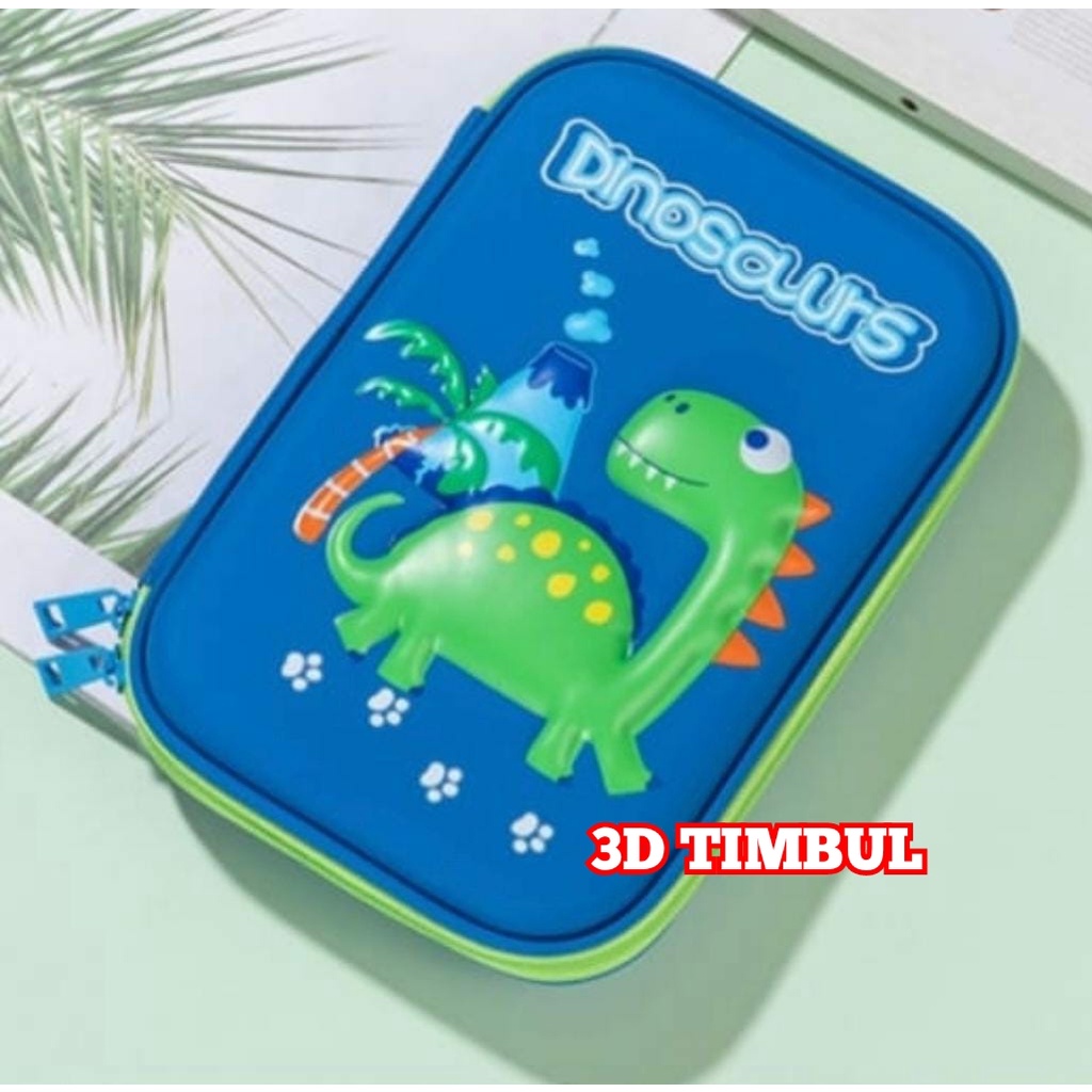 

Kotak Pensil Karakter 3D Timbul DINO BIRU DINO HITAM tempat pensil premium