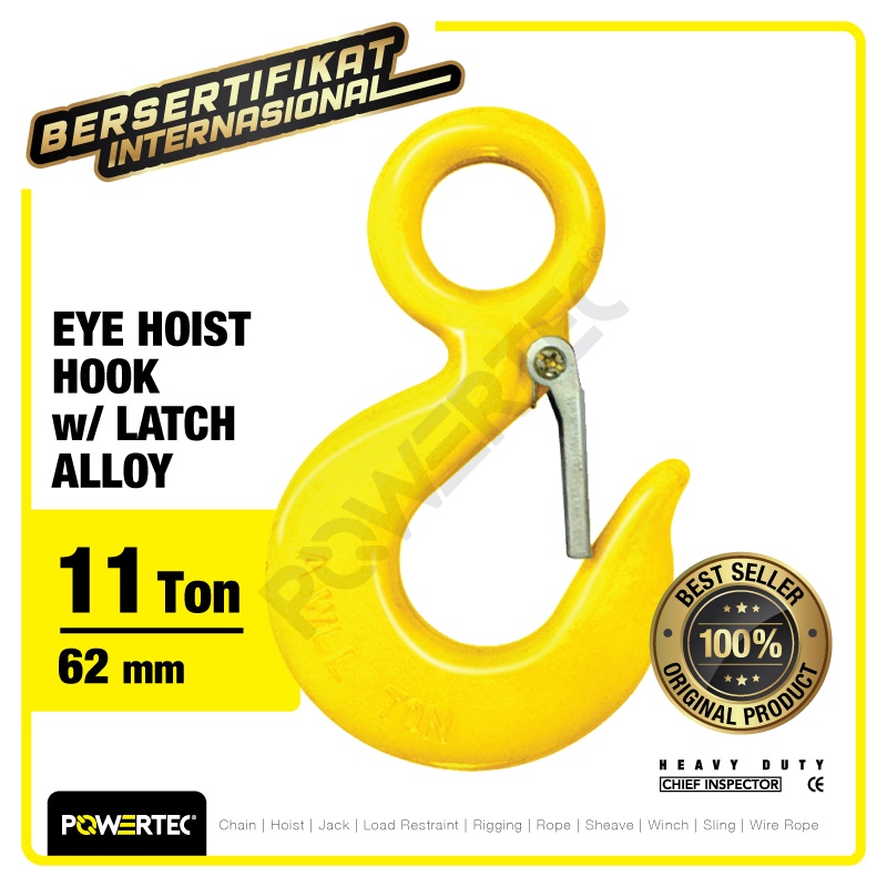 POWERTEC Eye Hoist Hook with Latch Alloy 11 Ton