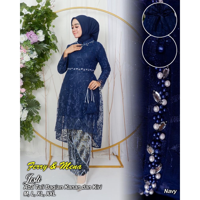 Setelan kebaya tunik lesty | Kebaya modern | Kebaya remaja | Baju outfit pesta kekinian lamaran wisuda dan pernikahan Size M L XL XXL