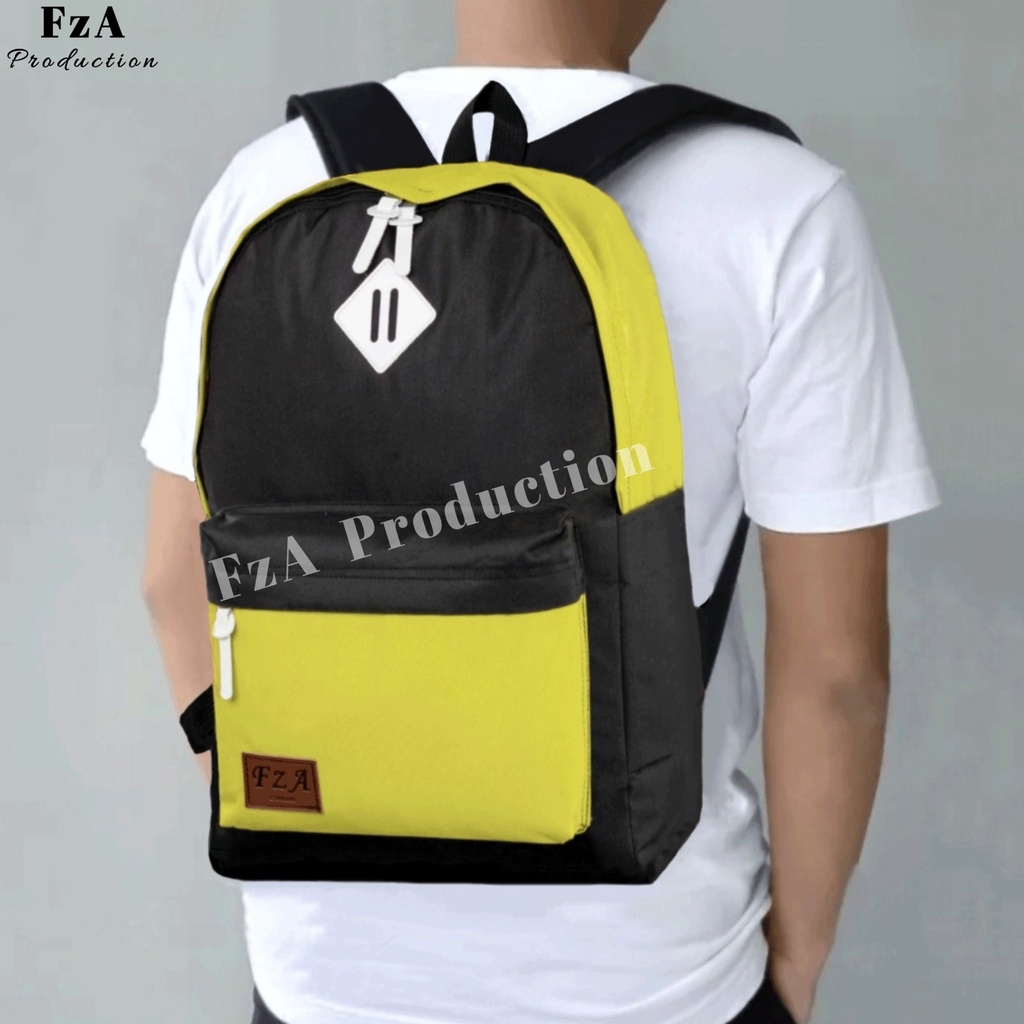 Tas Ransel Distro Original Casual pria Wanita / Tas Ransel Laptop / Backpack Sekolah Kuliah Distro Original Tas Punggung Laptop FzA - Black yellow