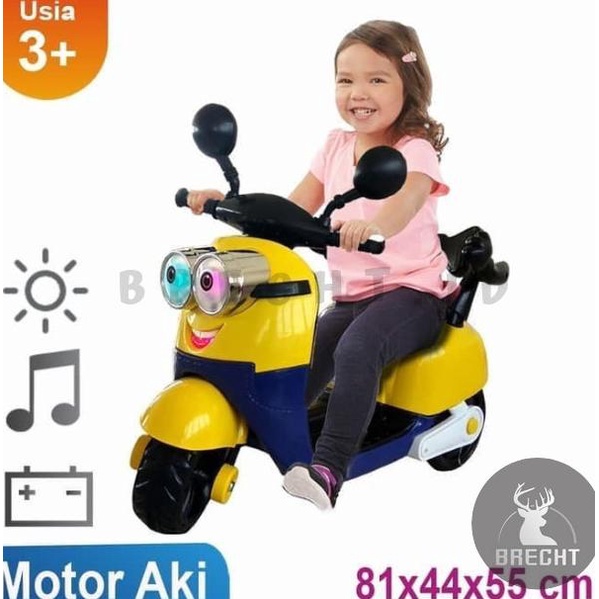 Mainan motor aki anak minion hlw-8899 stock ada