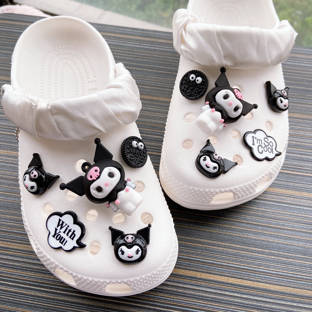 ❤️Kuromi❤️ 10pcs Liontin Sepatu Desain Kuromi Crocs Jibbitz | Jibbitz Gantungan Sepatu Bentuk Crocs