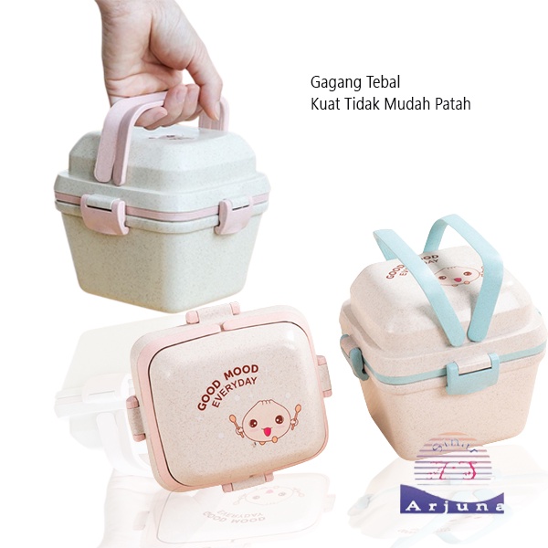 KOTAK BEKAL ANAK SUSUN PRAKTIS/ LUNCH BOX FREE SENDOK SUMPIT ANTI TUMPAH DAN ANTI BOCOR