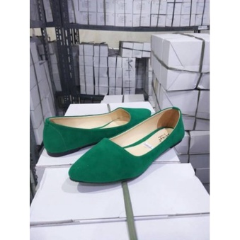 flat shoes wanita sepatu balet casual polos PUTRI A - botol hijau, 36