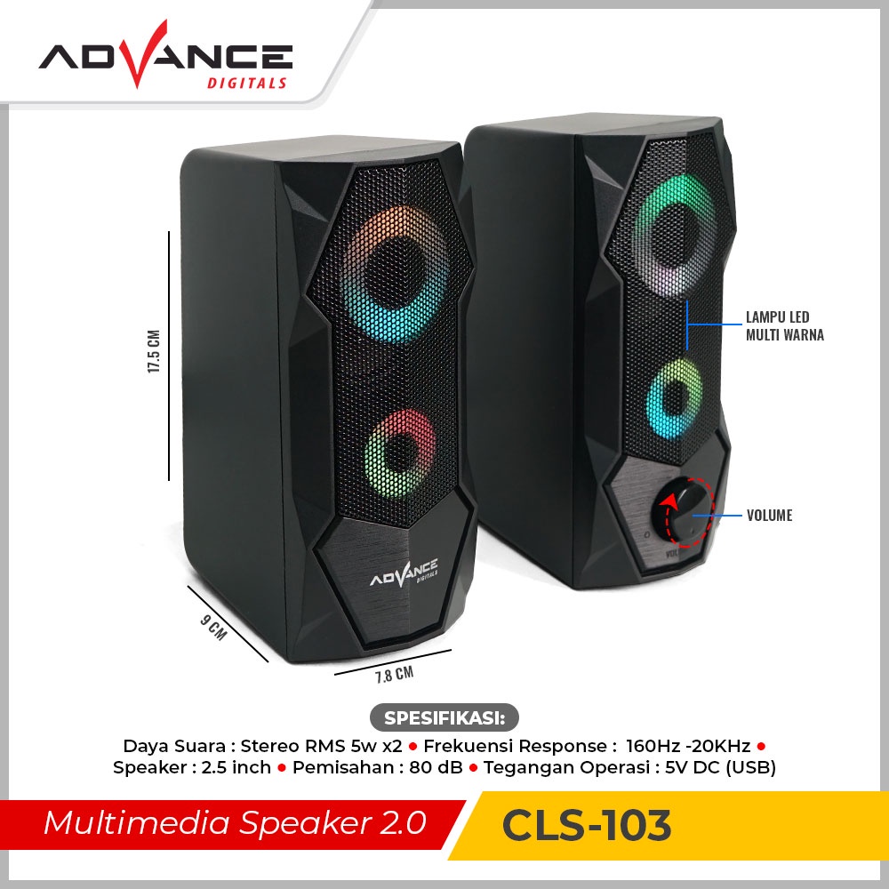 ADVANCE Speaker CLS-103 Gaming Speaker Dual Speaker PC Laptop