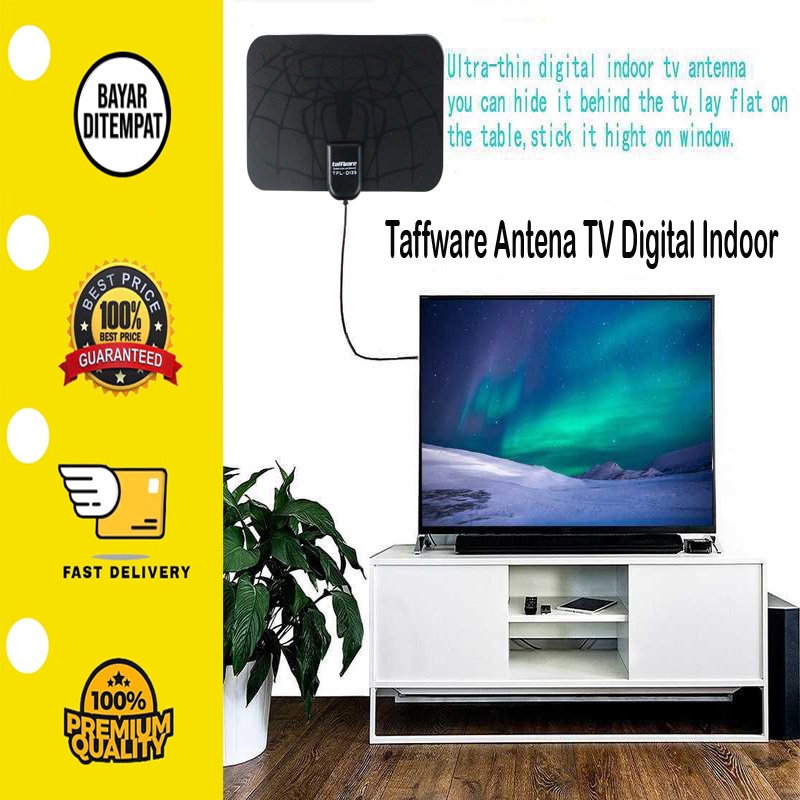 Taffware Antena TV Digital Indoor Set Box  DVB-T2 25dB Spider Pattern V2.0 - TFL-D139 - Black