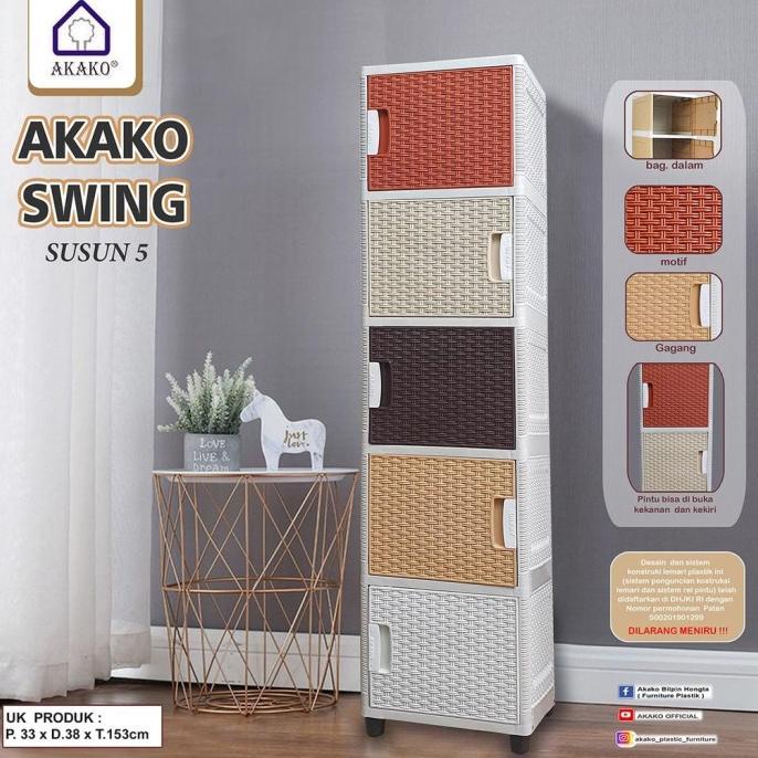 

LEMARI PAKAIAN MINIMALIS AKAKO SWING LEMARI PLASTIK 4 SUSUN 5 SUSUN stock ready