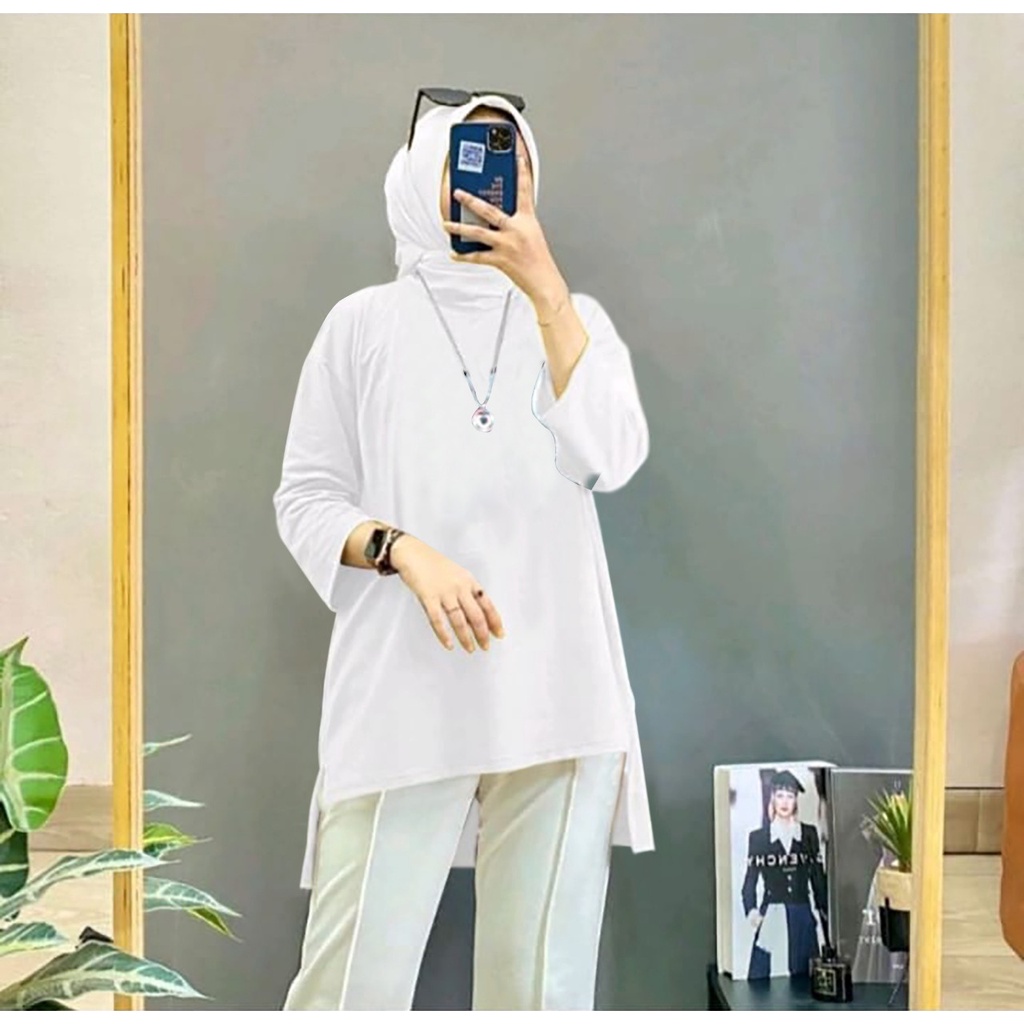 KIYOWO-Baju Atasan Blouse Tunik Hijab Fashion Motif DTF Lengan Panjang Pria