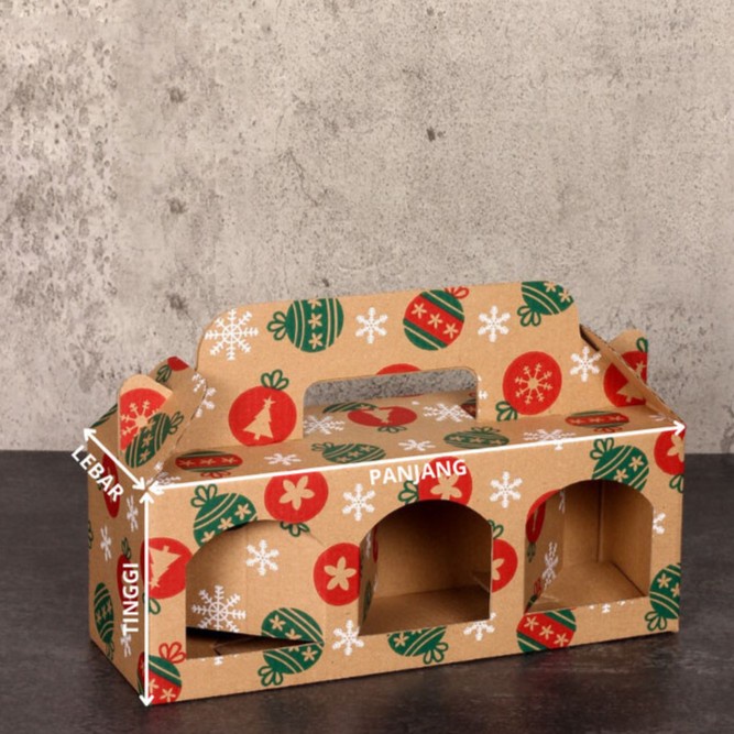 

kardus jinjing 3 toples jar xmas dus tenteng kemasan hampers natal box bingkisan parcel merry christmas