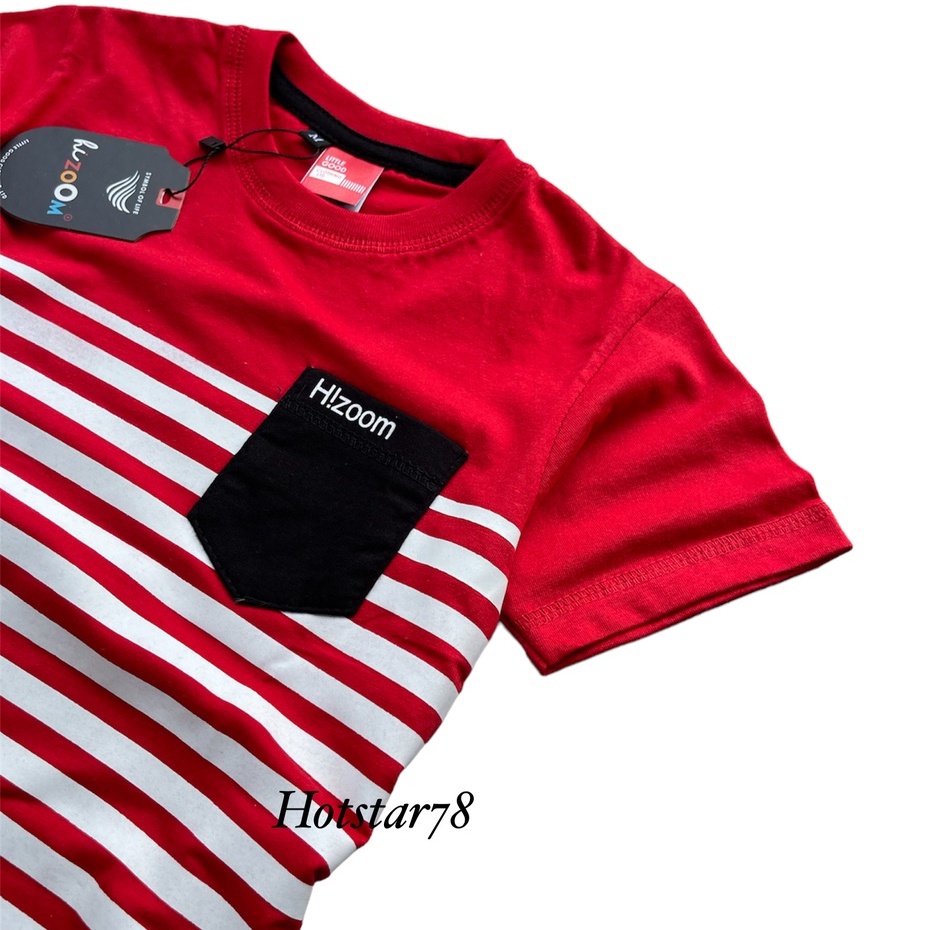 Hizoom Baju Kaos Oblong  Anak Laki - Laki  Warna Merah  Usia 1-12 Tahun Bahan Katun