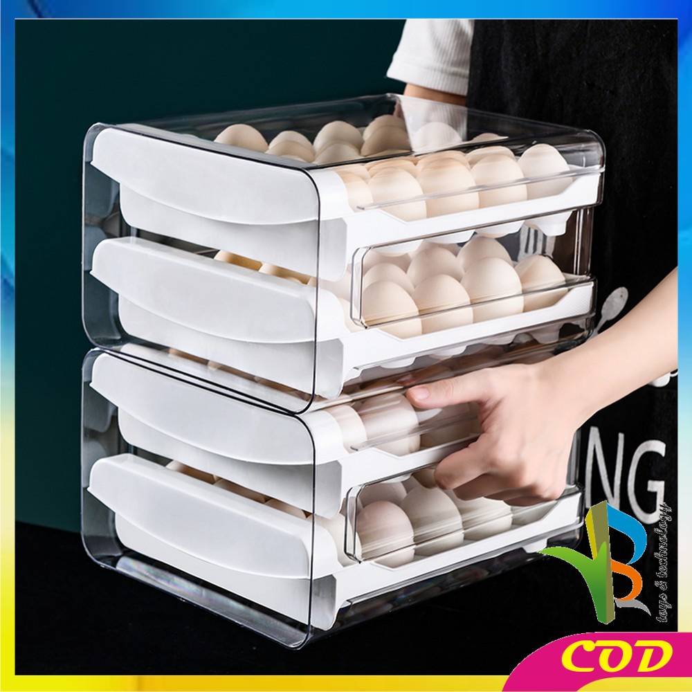 RB-C268 Tempat Penyimpanan Telur 2 Tingkat Egg Storage Box Organizer Rak Telur 2 Susun Kotak Telur