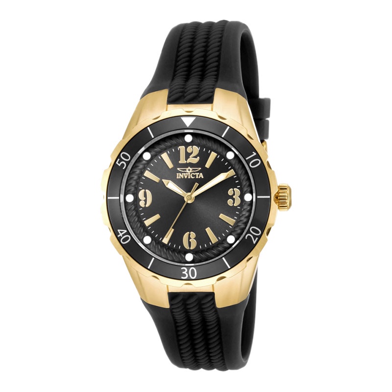 Jam Tangan Wanita INVICTA Angel 17486 Black Dial Black Silicone Strap