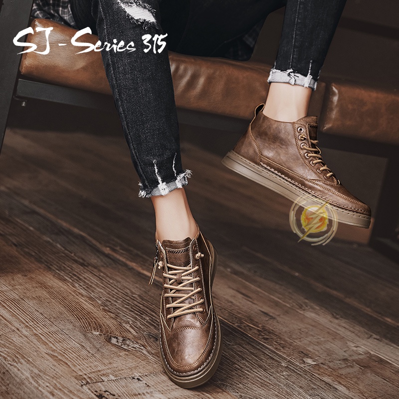 [OOS] Sepatu Sneakers Pria Fashion Boots Cakep Dengan Resleting Kualitas Import Premium -315