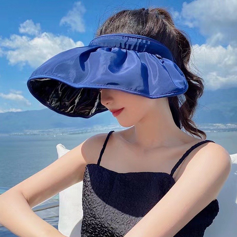 TOPI PANTAI WANITA LEBAR LIPAT PELINDUNG UV MATAHARI KOREAN STYLE