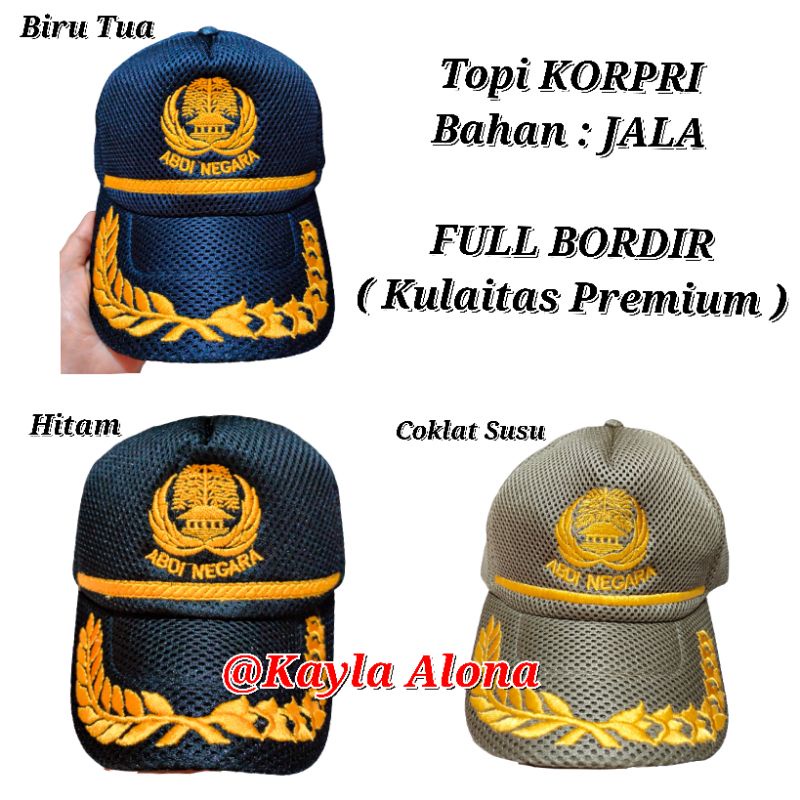 Topi KORPRI Bahan : JALA FULL BORDIR ( Kualitas Premium )