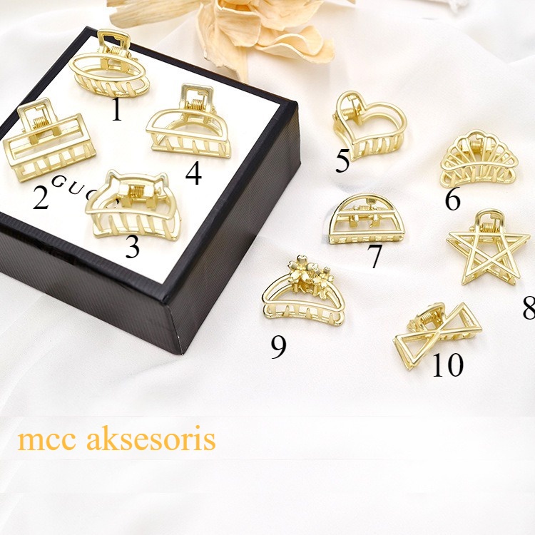 Jepit Rambut Logam MINI Gaya Retro Korea Warna Gold Jedai Besi Geometri Jepit Poni Rambut Matte Alloy Hair Claw Clips