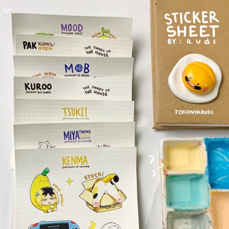 

Sticker Sheet Lucu Kucing (oc) & anime | HQ haikyuu | MoB | by rudi