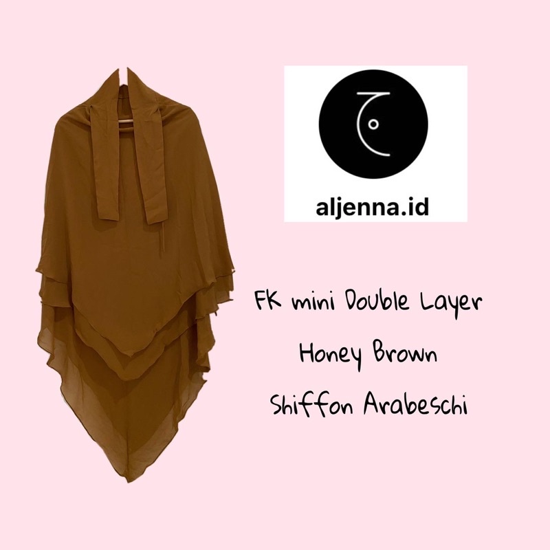 preloved french khimar FK mini double layer aljenna honey brown chiffon arabeschi sifon