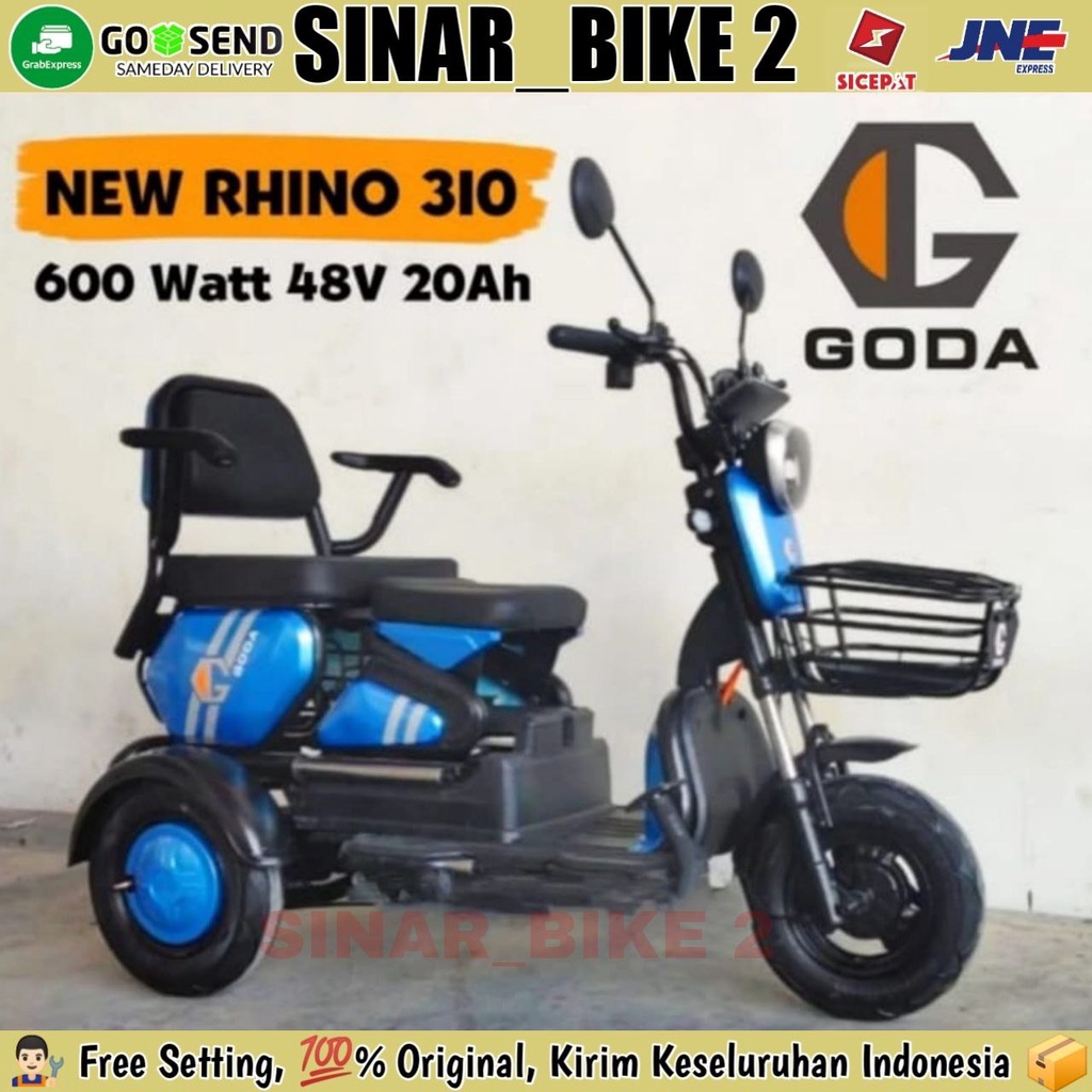 Sepeda Motor Listrik GODA NEW RHINO 310 Roda Tiga 650 Watt Electric