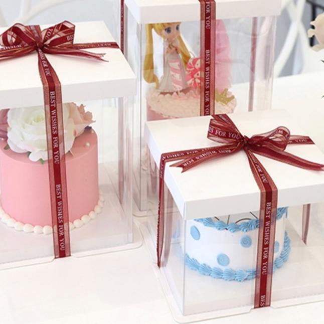 

Korean Square Mica Tall Box/Transparent Tall Box/Transparent Cake Box - 26x26x45cm