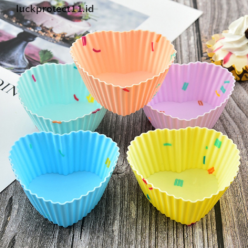 1 / 5 Pcs Cetakan Cupcake Muffin Bentuk Hati Bahan Silikon Untuk Alat Baking