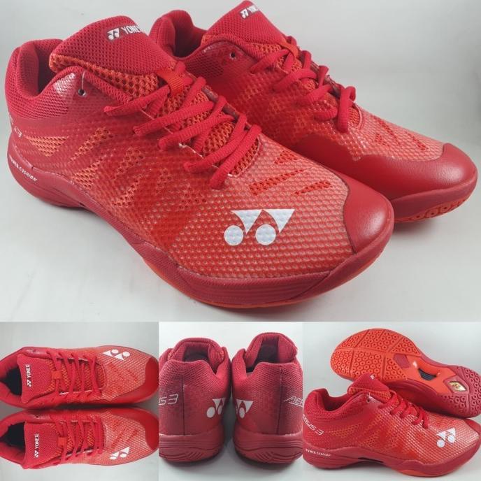 SEPATU BADMINTON YONEX POWER CUSHION AERUS 3 COURT RED MERAH