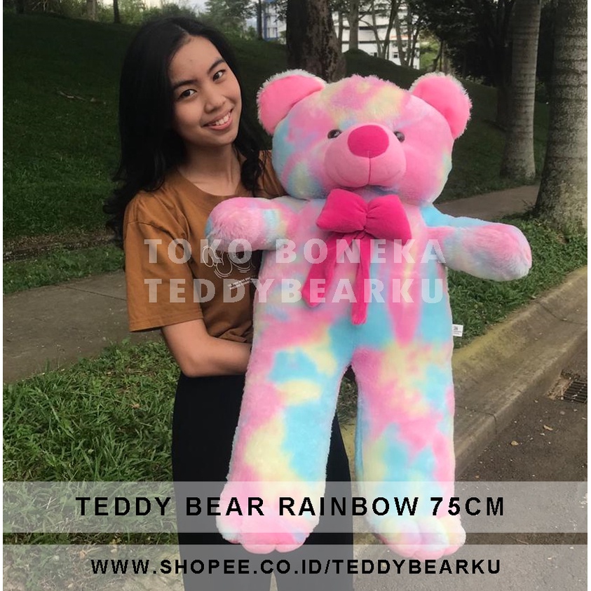 Teddy Bear Boneka Beruang Jumbo 75CM. Limited Edition Warna Pelangi Rainbow