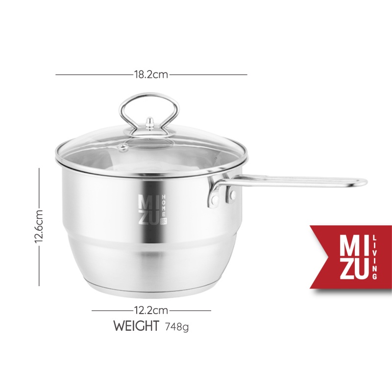 MIZU MUSHINABE Steamer Pot 18CM 2.2L Panci + Kukusan Stainless Steel 304