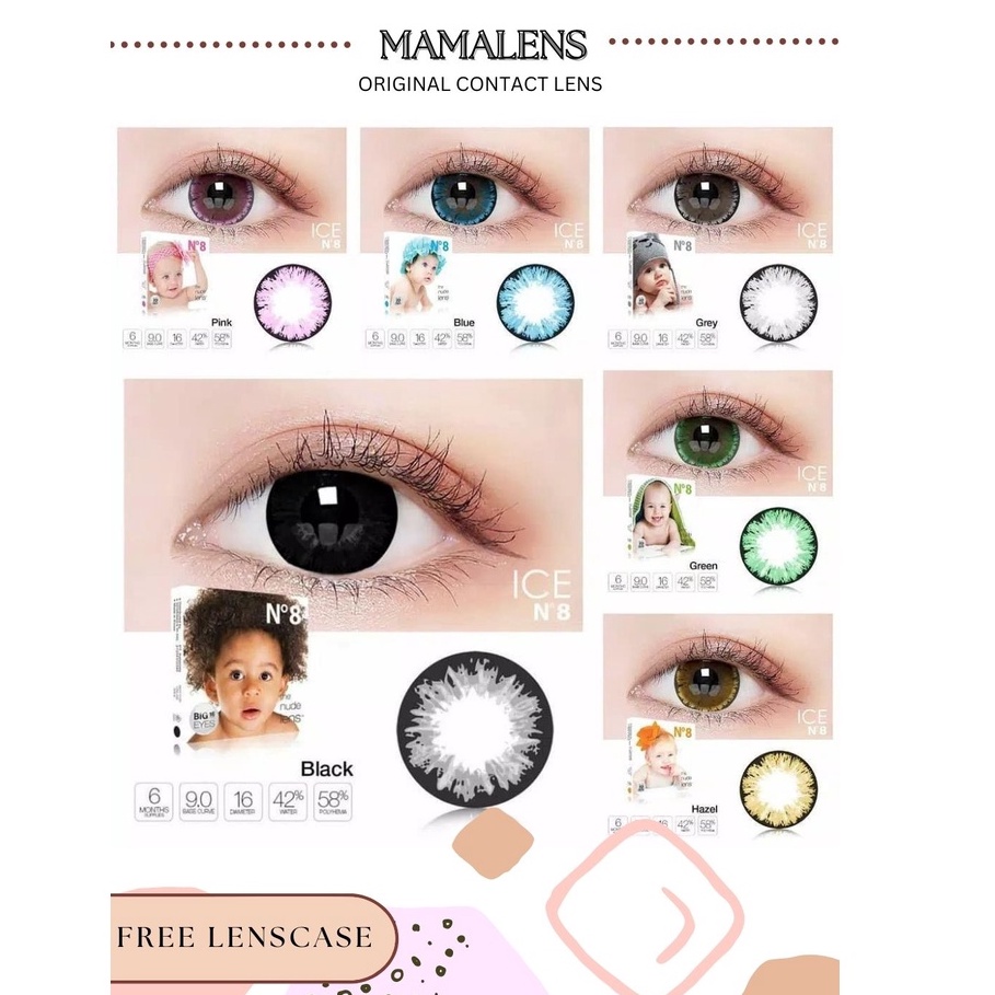 SOFTLENS ICE N8 COLOR BIGEYES 16MM MINUS 0.50 SD 3.00 FREE LENSCASE - MAMALENS