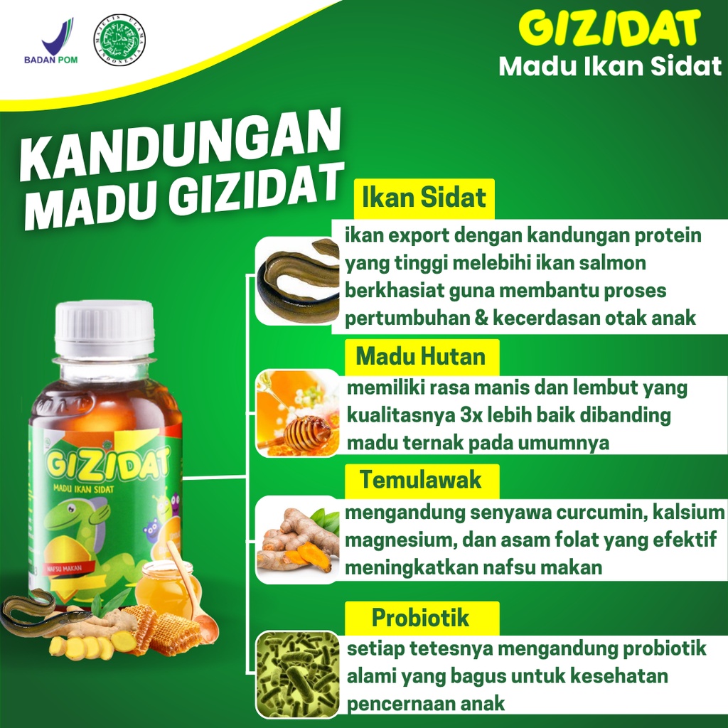 2 Botol GIZIDAT Madu Gemuk Anak - Multivitamin Nutrisi Penambah Nafsu Makan &amp; Berat Badan Tingkatkan Daya Tubuh - Bayar Ditempat