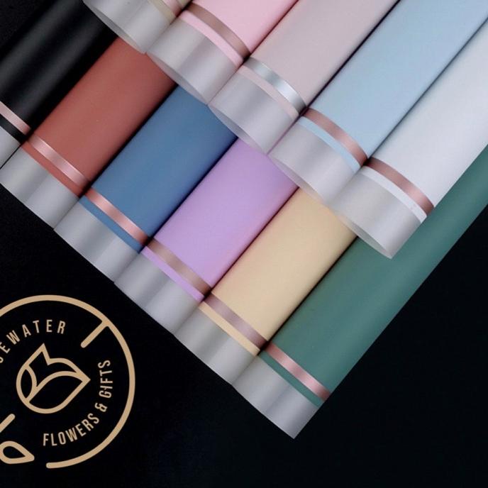 

~ 20 Lembar 1 Pack FLower Wrapping Paper List Gold Frame Transparan Kertas Buket Bunga Cellophane Hot