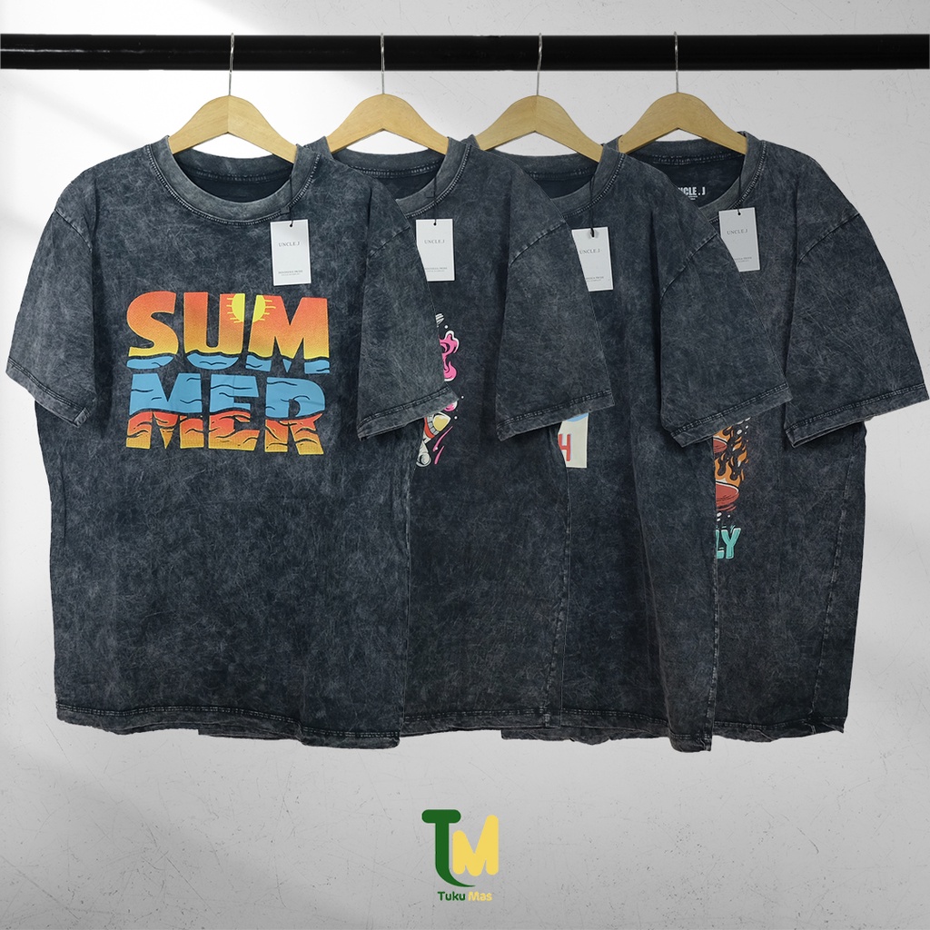 UNCLE J T-SHIRT STONEWASH KAOS COTTON COMBED 24 S PAKAIAN PRIA