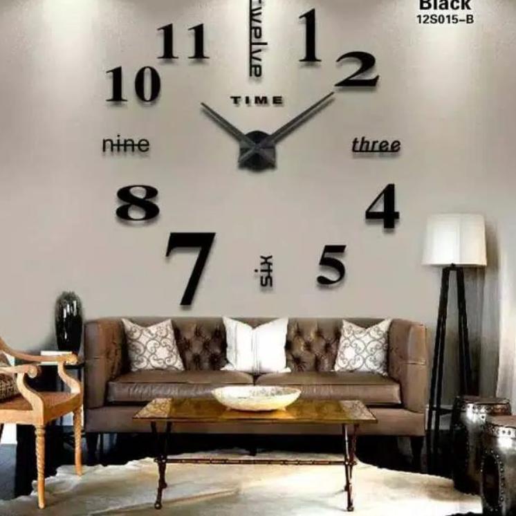 Terpercaya Hiasan dinding Jam dinding unik 150CM Hitam Gold Jam dinding jumbo jam minimalis DIY jam 