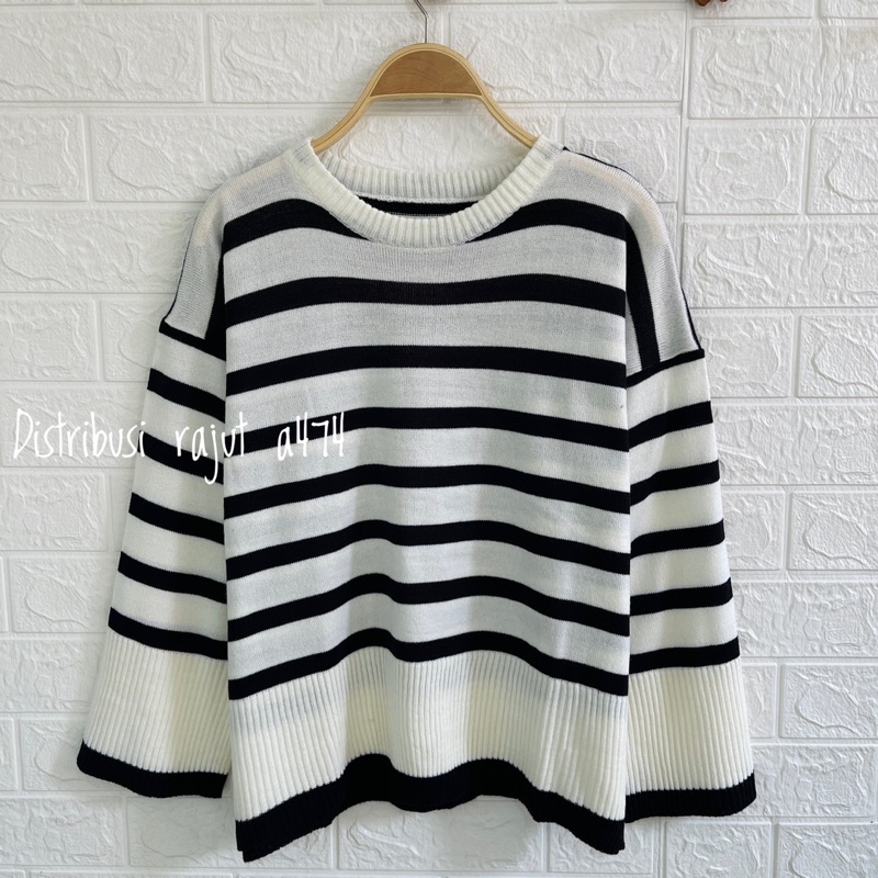 LESTY SWEATER RAJUT OVERSIZE MODEL GARIS STRIPPY WANITA