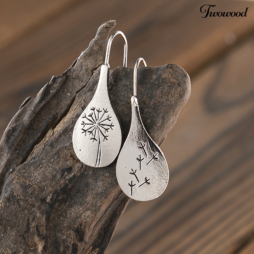 Anting Stud Hook Desain Bunga Dandelion Gaya Retro Untuk Hadiah