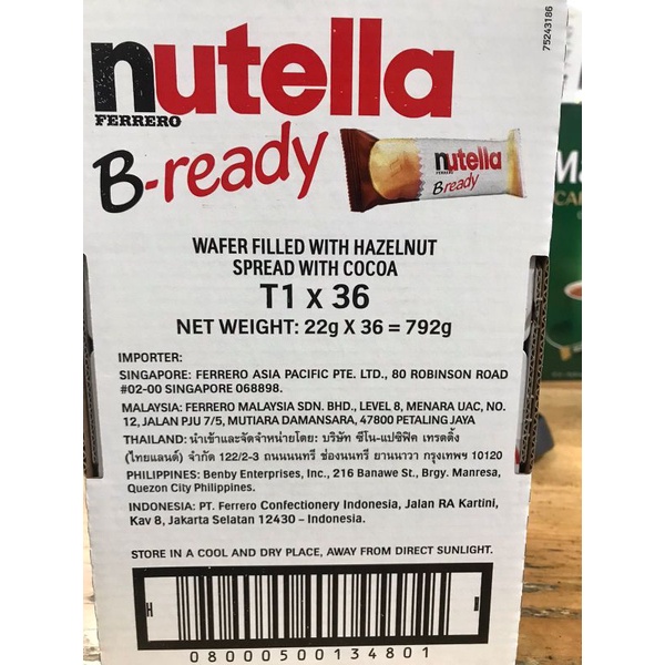 

nutella bready t1 1box isi 36pcs