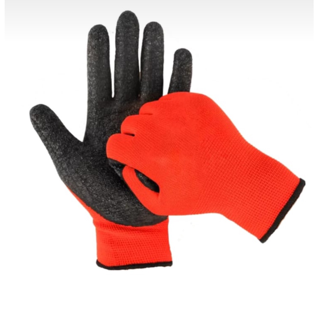 SARUNG TANGAN SAFETY KARET LATEX KASAR KOMBINASI kATUN PREMIUM ANTI SLIP LICIN HIGH QUALITY HAND GLOVES MURMER BERKUALITAS