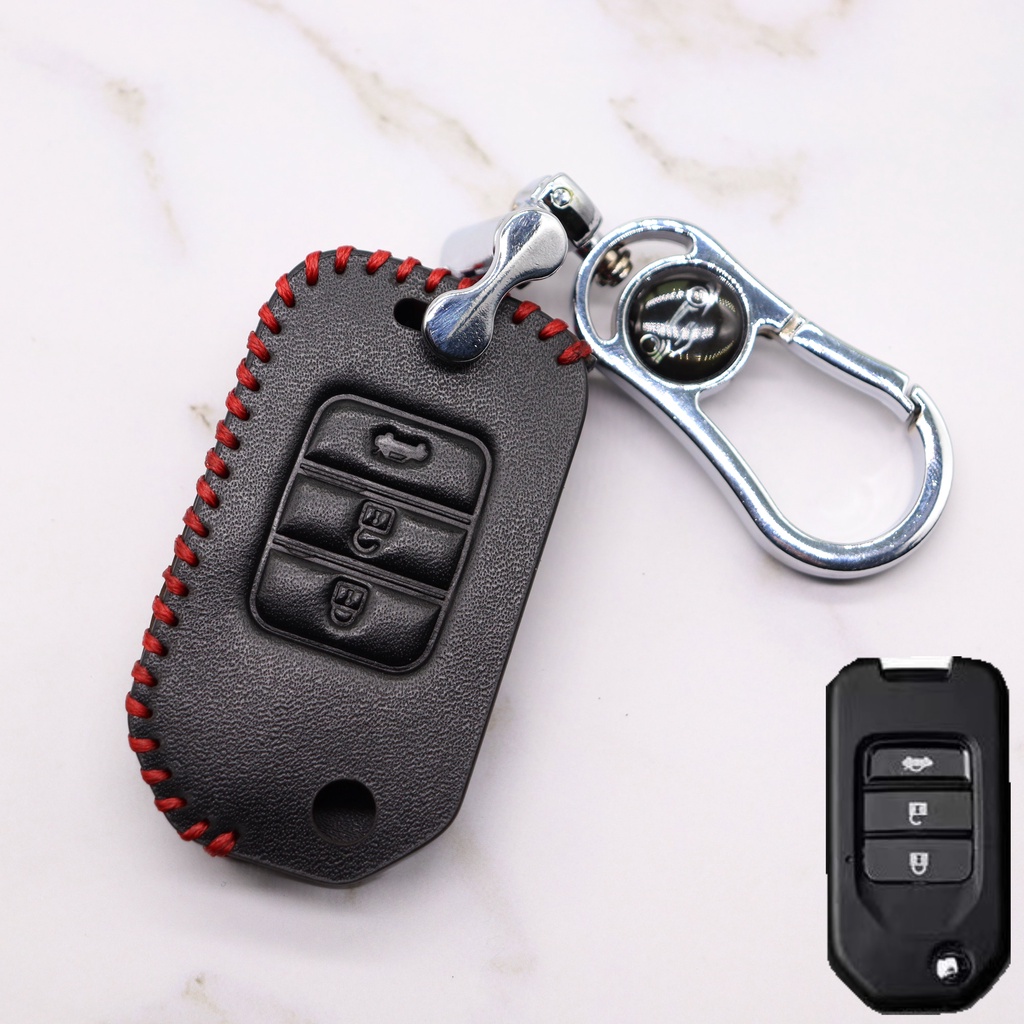 Cover Kunci Mobil Keyless Bahan Kulit Dengan Gantungan Kunci Metal Untuk Honda HRV City Accord BRV CRV Jazz Civic