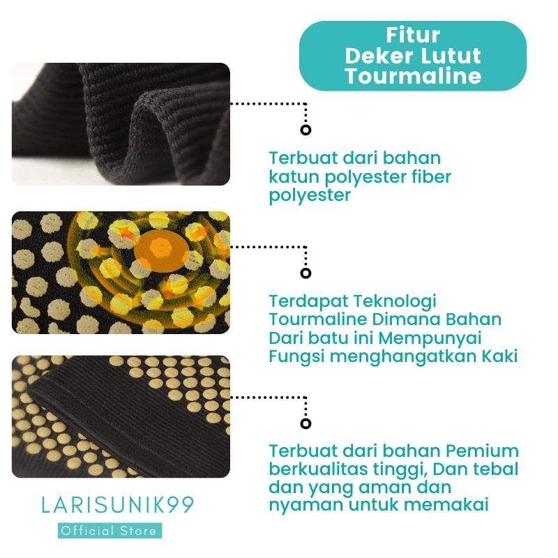 Deker Terapi Lutut Magnetik Pelancar Peredaran Darah Korset Pemanas Lutut Tourmaline Kesehatan Penghangat Lutut