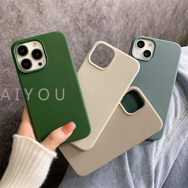 Casing soft case Silikon Warna Polos Untuk iPhone 14 13 pro max bumper