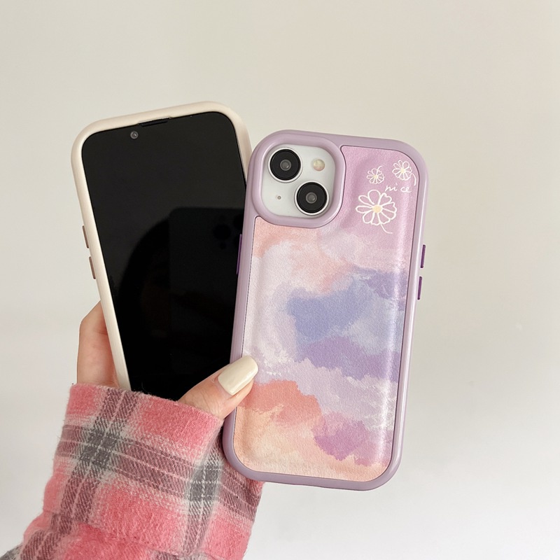 Casing Case HP iPHONE 11 12 13 14 Pro Max 14 Plus iPHONE XR XS Max Case iPHONE 13 Pink Ungu Gradien Awan berbintang Gadis Wanita Ins Cantik