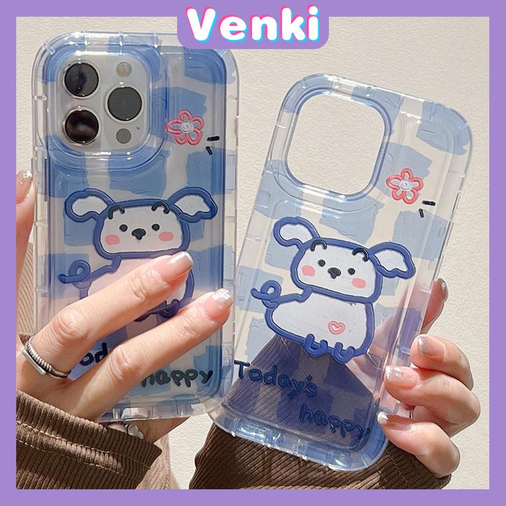 Case For iPhone 14 Pro Max TPU Soft Jelly Airbag Case Clear Blue Cartoon Cute Dog Case Camera Protection Shockproof For iPhone 14 13 12 11 Plus Pro Max 7 Plus X XR